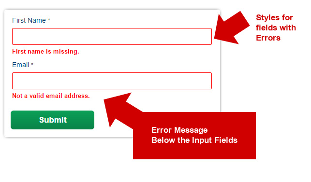 html form input error