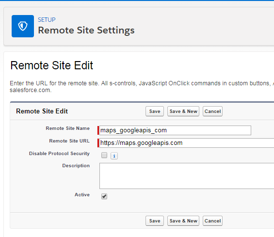 Remote site settings - Salesflorce